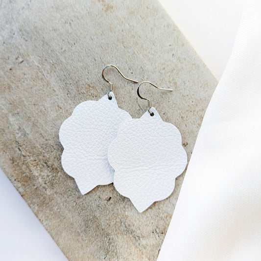 White Signature Leather Earring