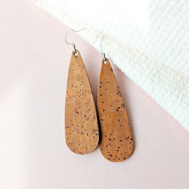 Tan Cork Tear Drop Earring