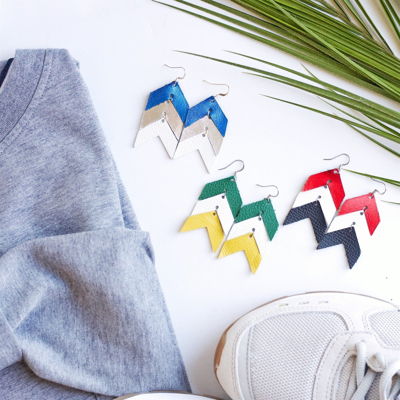 Team Color Leather Earrings