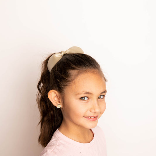 Rose Gold Leather Stud Earring