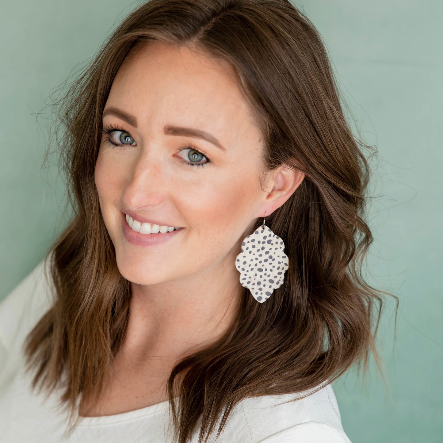 Dalmatian Cork Signature Leather Earring