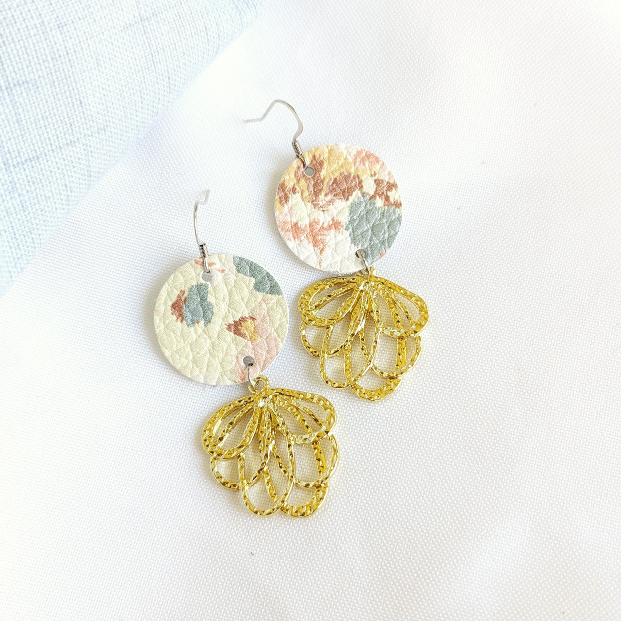 Abstract Floral Leather Earring