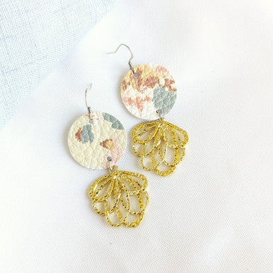 Abstract Floral Leather Earring