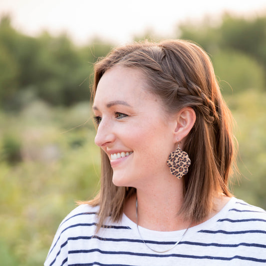 Leopard Cork Signature Leather Earring