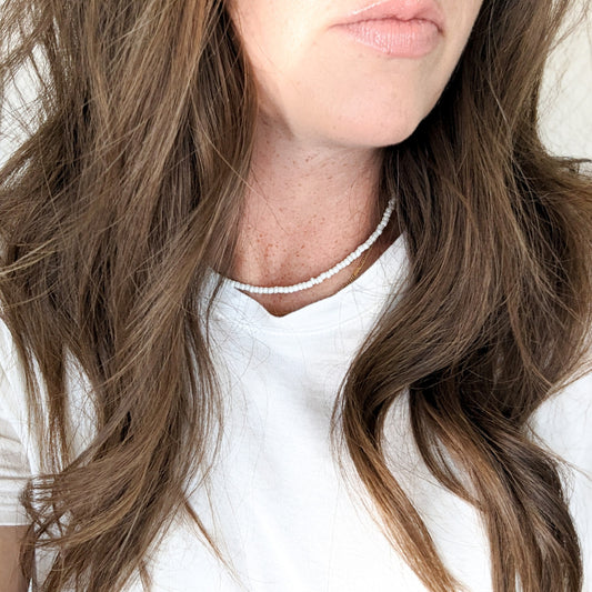White Seed Bead Necklace