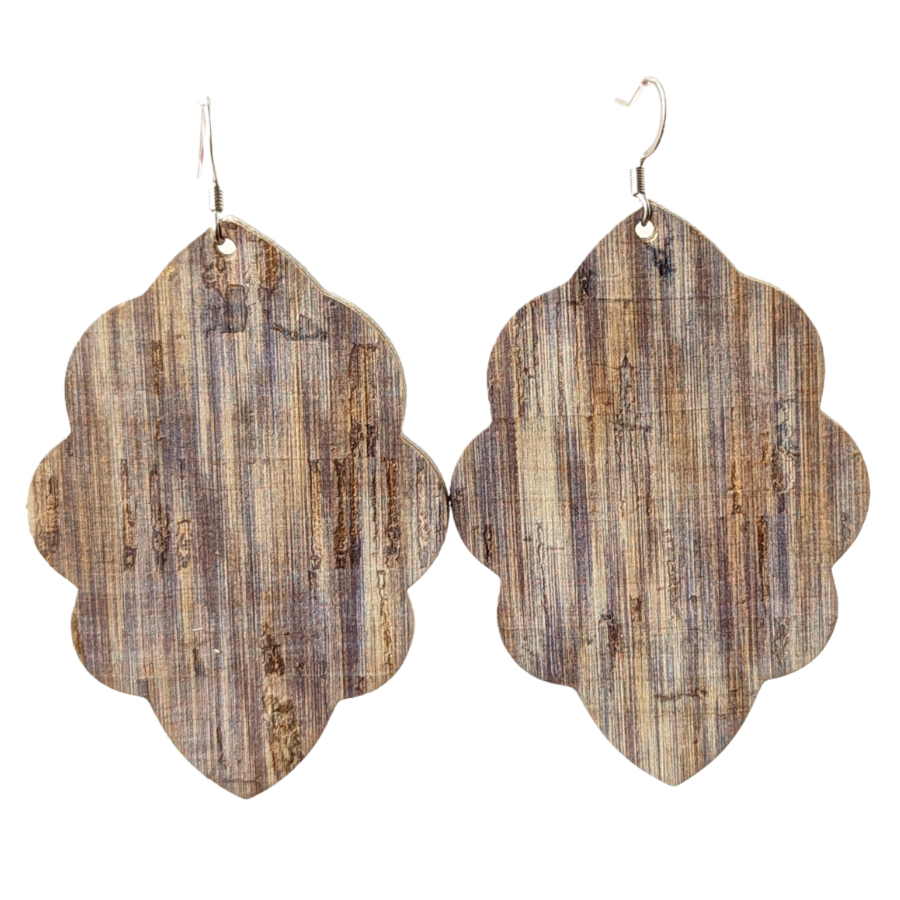 Vintage Denim Cork Leather Earring