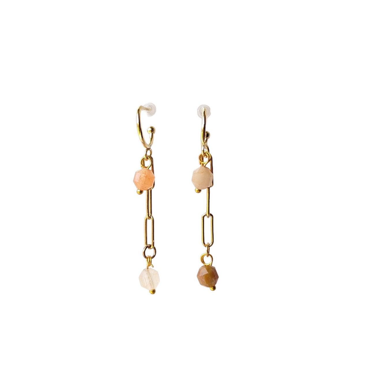 Neutral Color Beads Mini Hoop | Gold