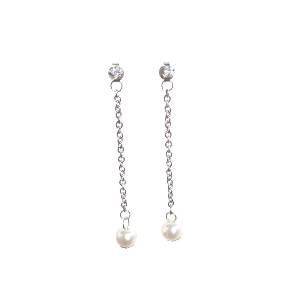Pearl Silver Backdrop Earring