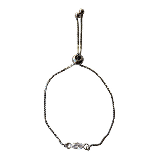 Silver Cubic Zirconia Bolo Bracelet