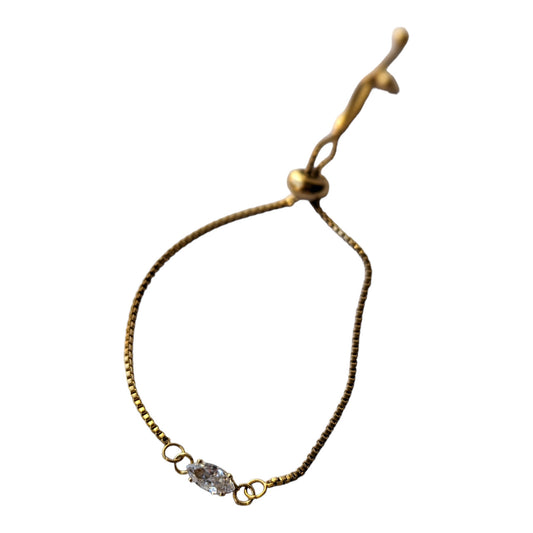 Gold Cubic Zirconia Bolo Bracelet