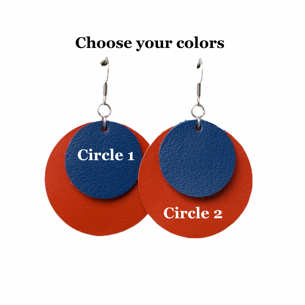 Circle Team Color Leather Earrings