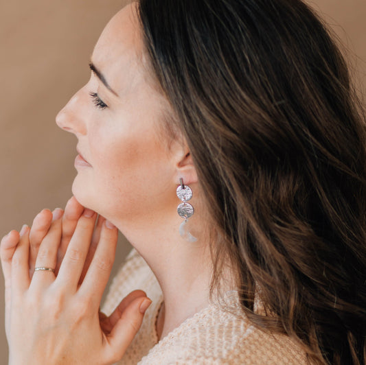 Moon Drop Earring | Silver