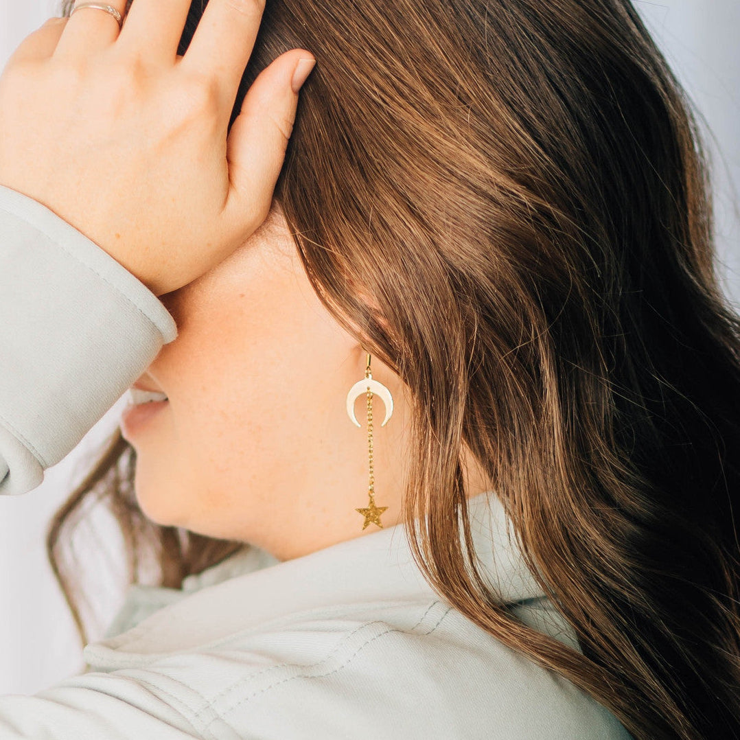 Moon & Star Drop Earring
