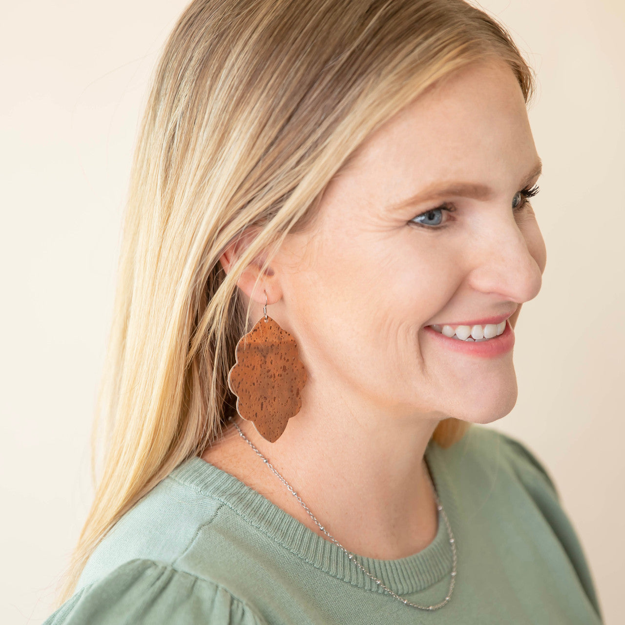 Tan Cork Signature Leather Earring