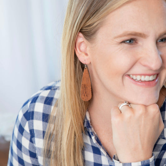 Tan Cork Tear Drop Earring