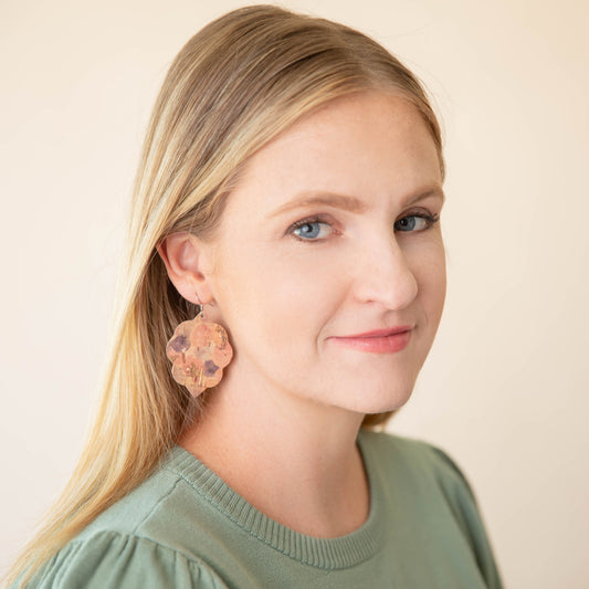 Muted Watercolor Cork Signature Leather Earring