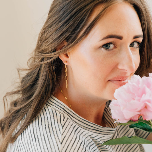 Gold Paperclip Backdrop Earring