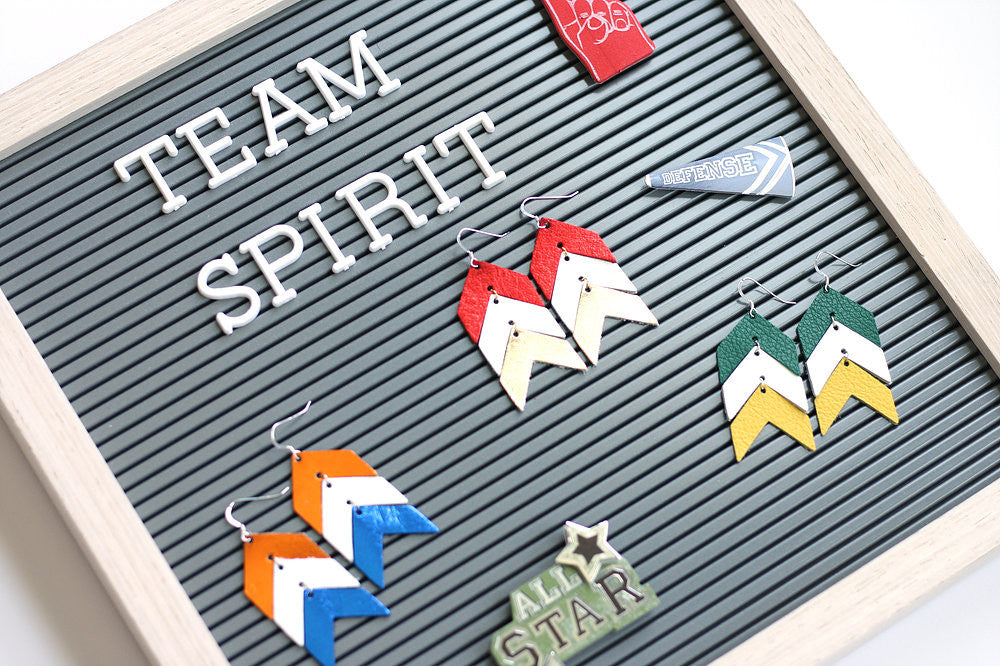 Team Color Leather Earrings