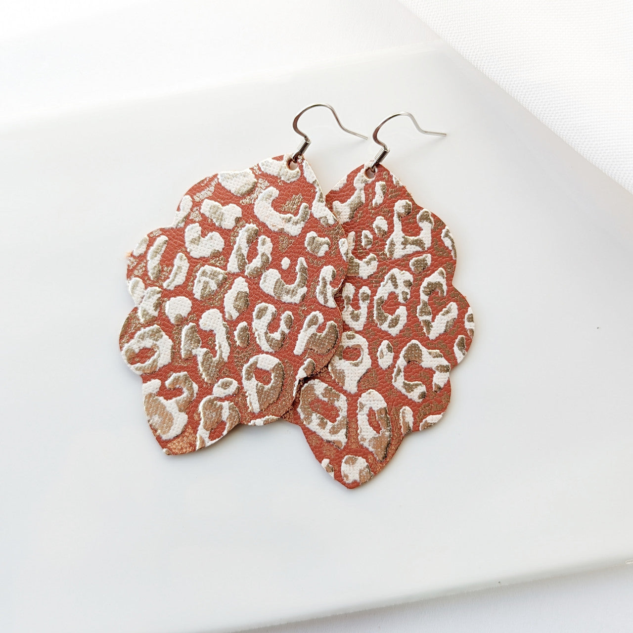Terra Cotta Leopard Signature Leather Earring