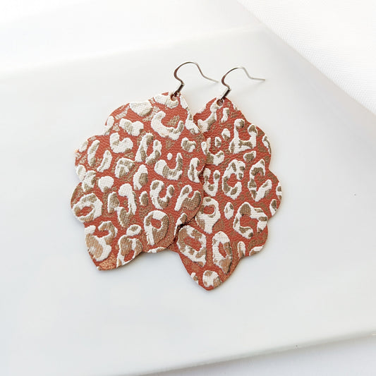 Terra Cotta Leopard Signature Leather Earring