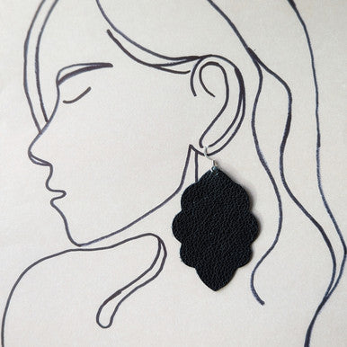 Black Signature Leather Earring