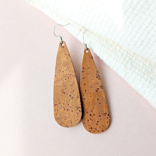 Tan Cork Tear Drop Earring
