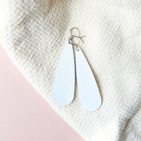 White Tear Drop Earring