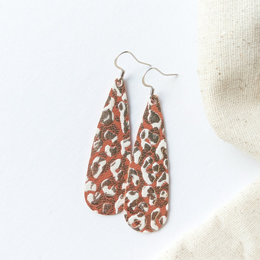 Terra Cotta Leopard Tear Drop Earring