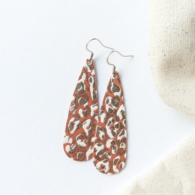 Terra Cotta Leopard Tear Drop Earring