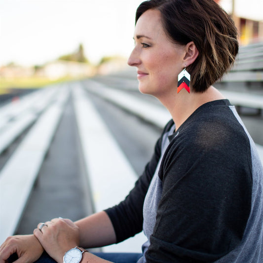 Team Color Leather Earrings