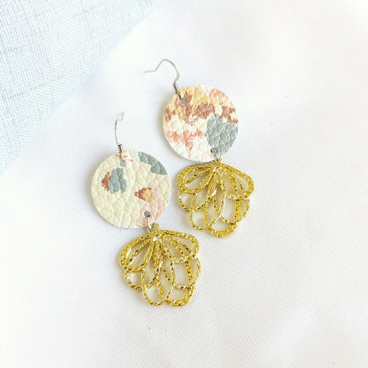 Abstract Floral Leather Earring