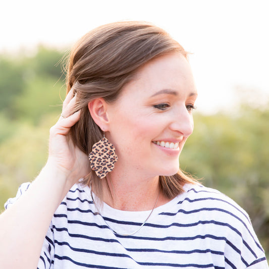 Leopard Cork Signature Leather Earring