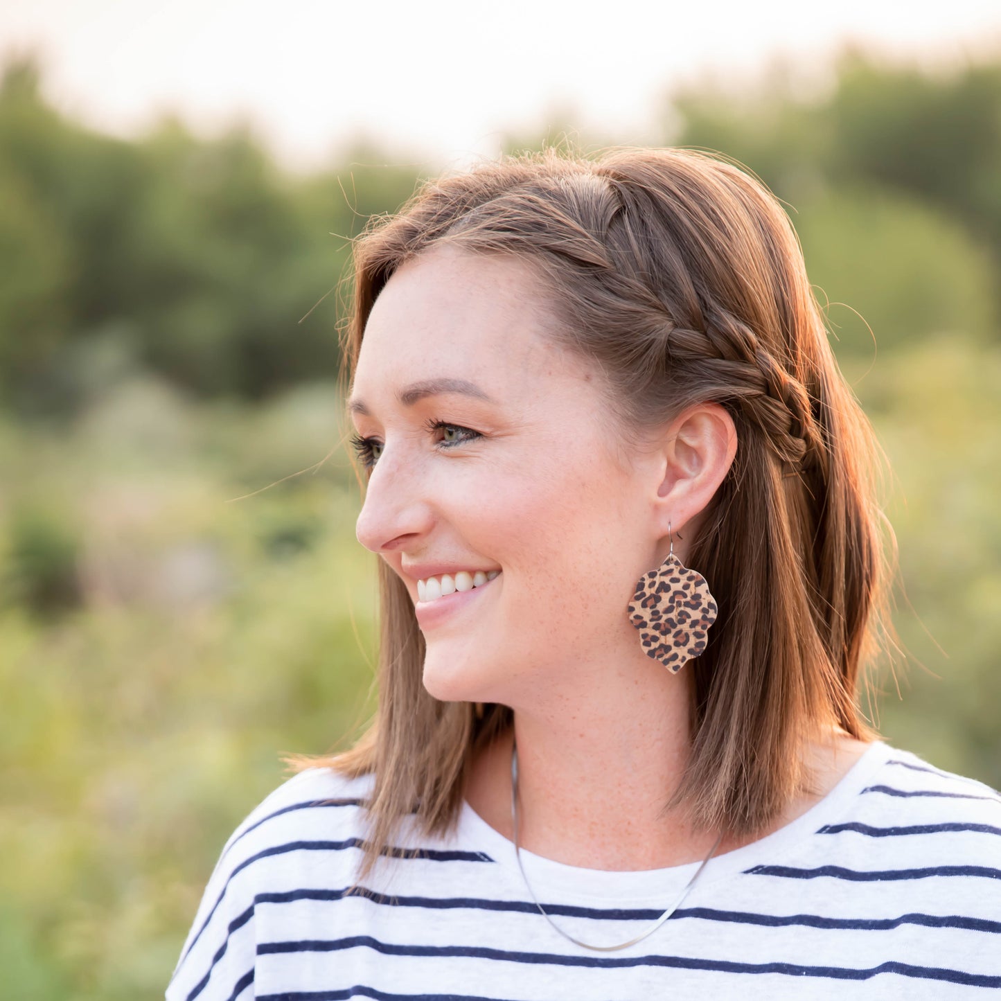 Leopard Cork Signature Leather Earring
