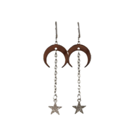 Silver Moon & Star Drop Earring