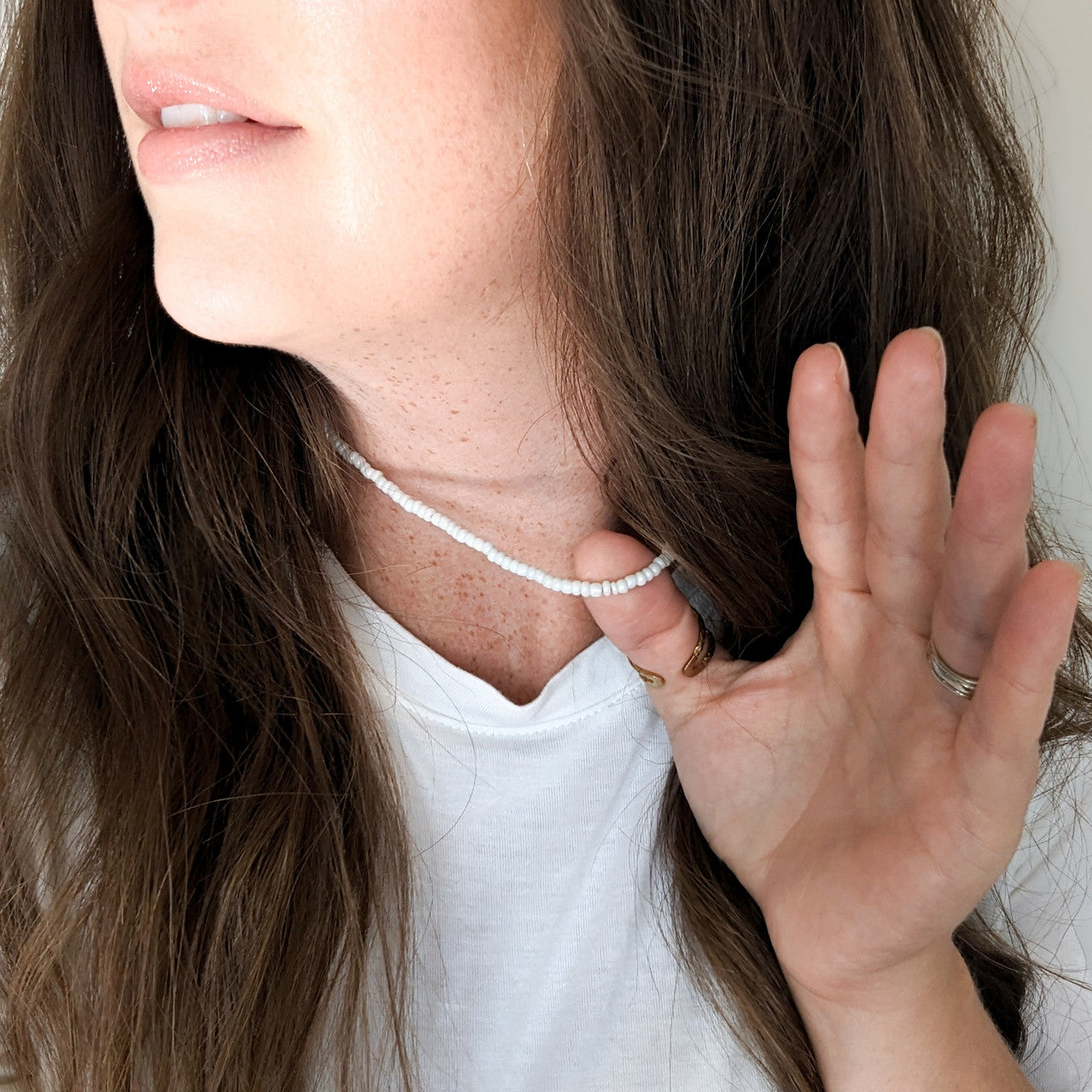 White Seed Bead Necklace