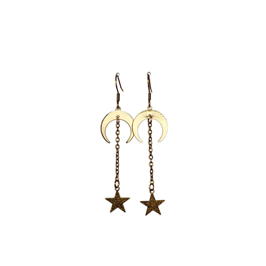 Moon & Star Drop Earring
