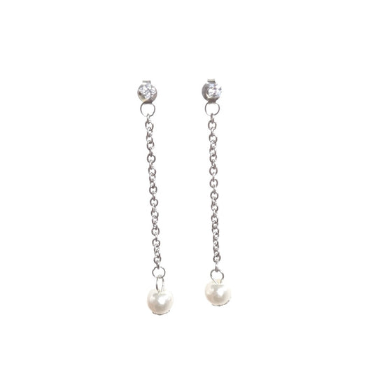 Pearl Silver Backdrop Earring