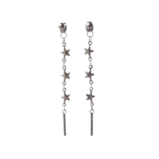 Silver Star Backdrop Earring