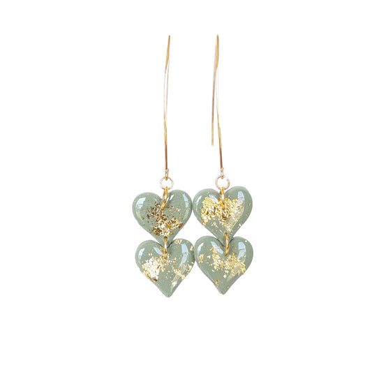 Sage Heart Clay  Earrings | Gold
