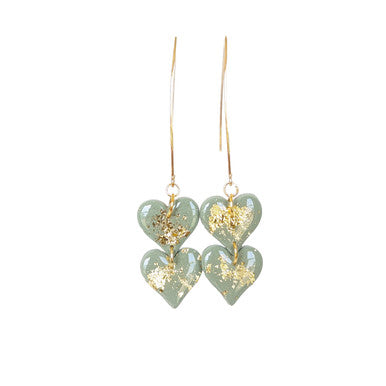 Sage Heart Clay  Earrings | Gold