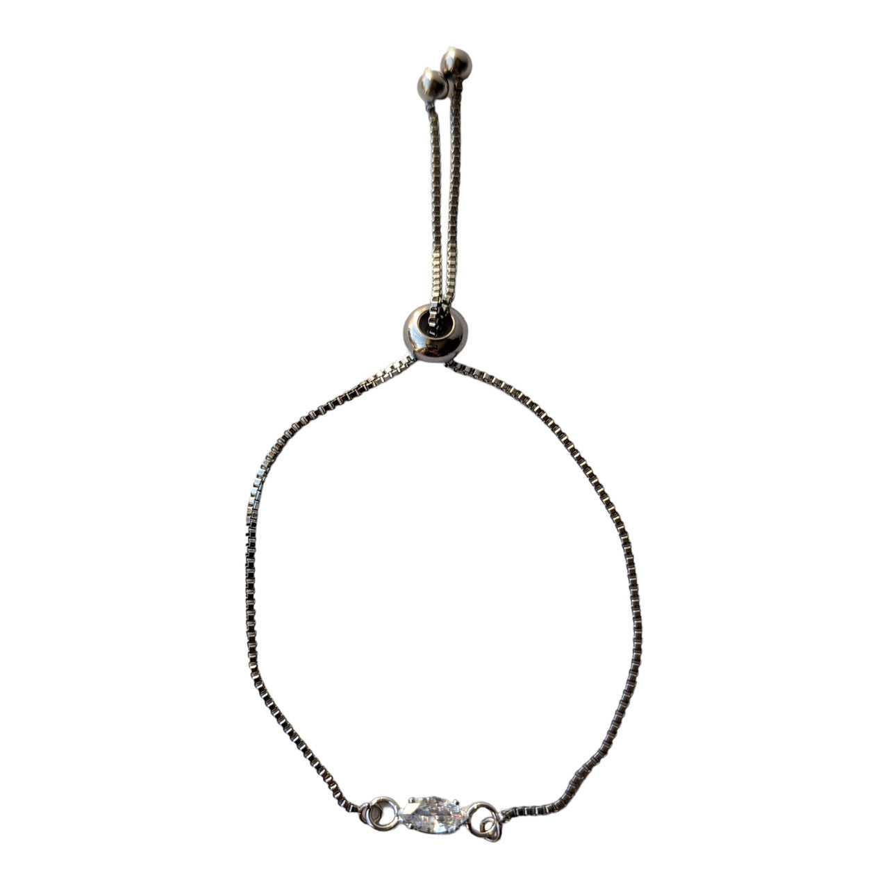 Silver Cubic Zirconia Bolo Bracelet