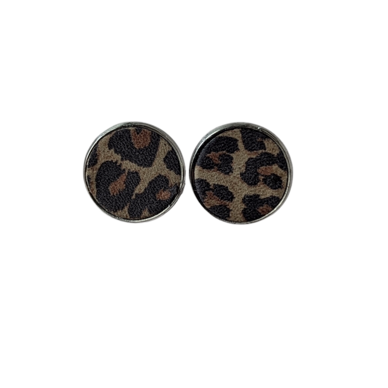 Leopard Leather Stud Earring