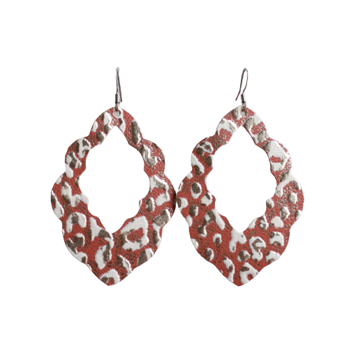 Terra Cotta Leopard Signature Leather Earring