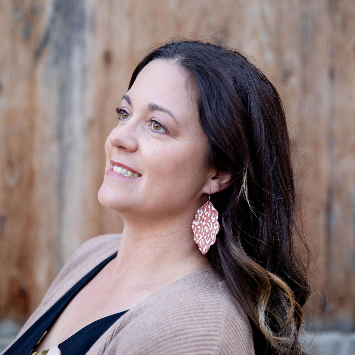 Terra Cotta Leopard Signature Leather Earring