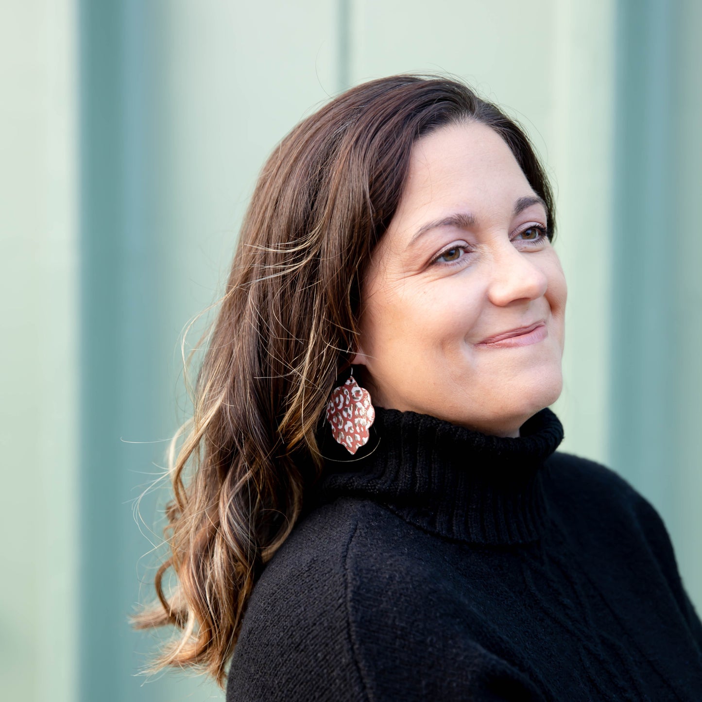 Terra Cotta Leopard Signature Leather Earring