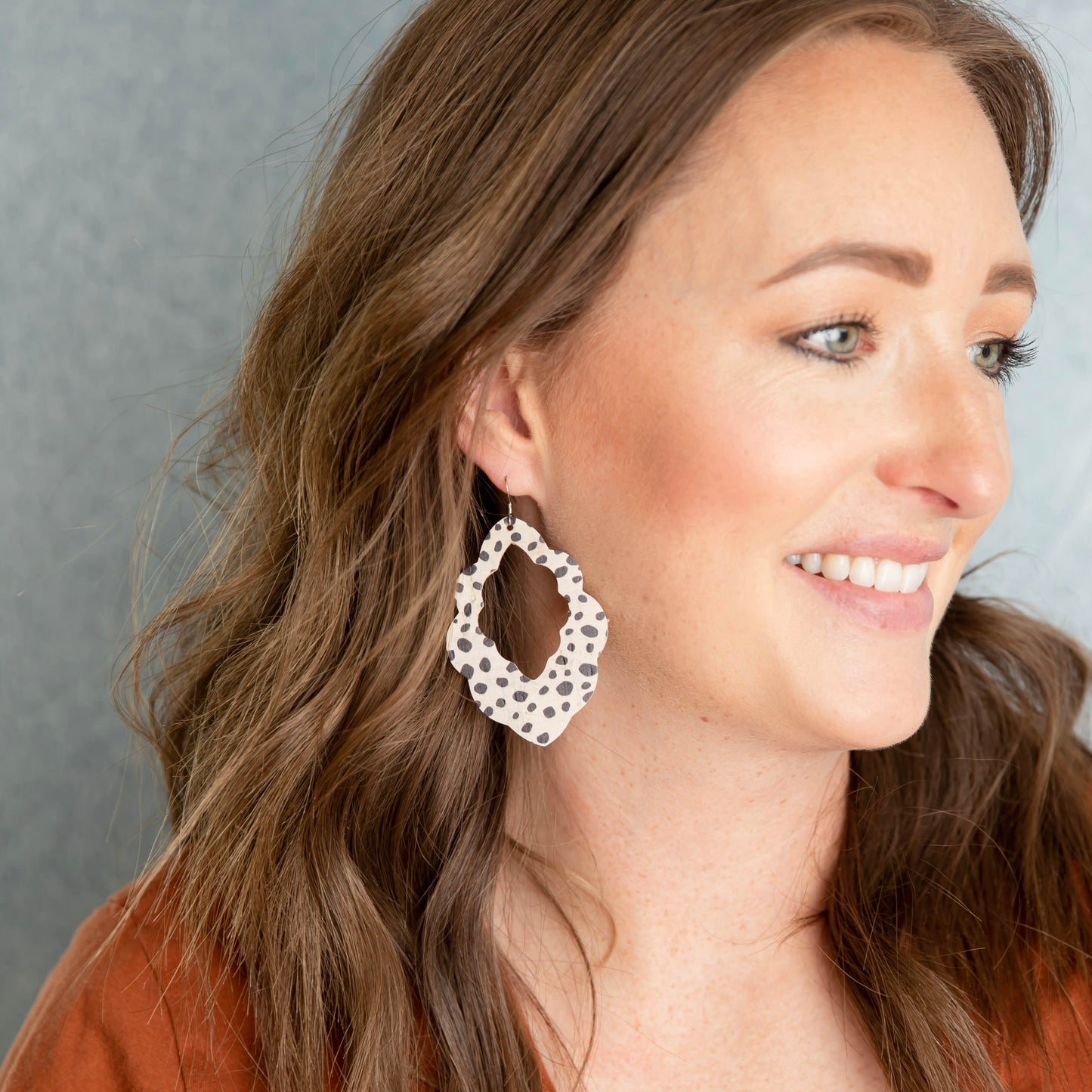 Dalmatian Cork Signature Leather Earring