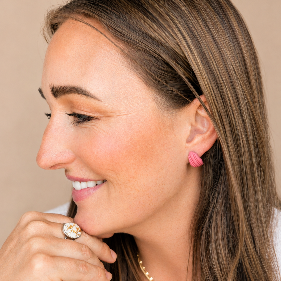 Pink Tyfini  Huggie Hoops