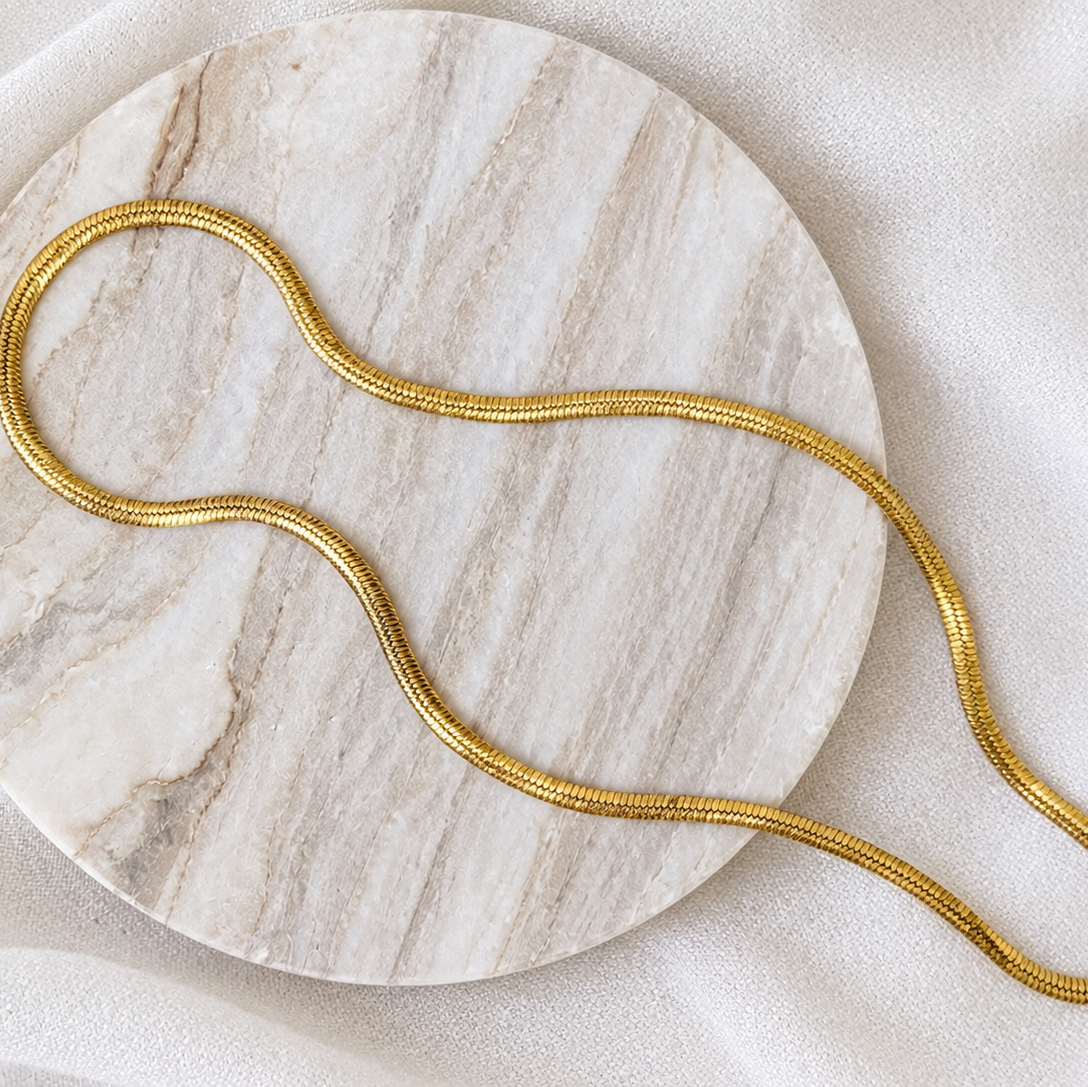 Gold herringbone chain necklace for layering