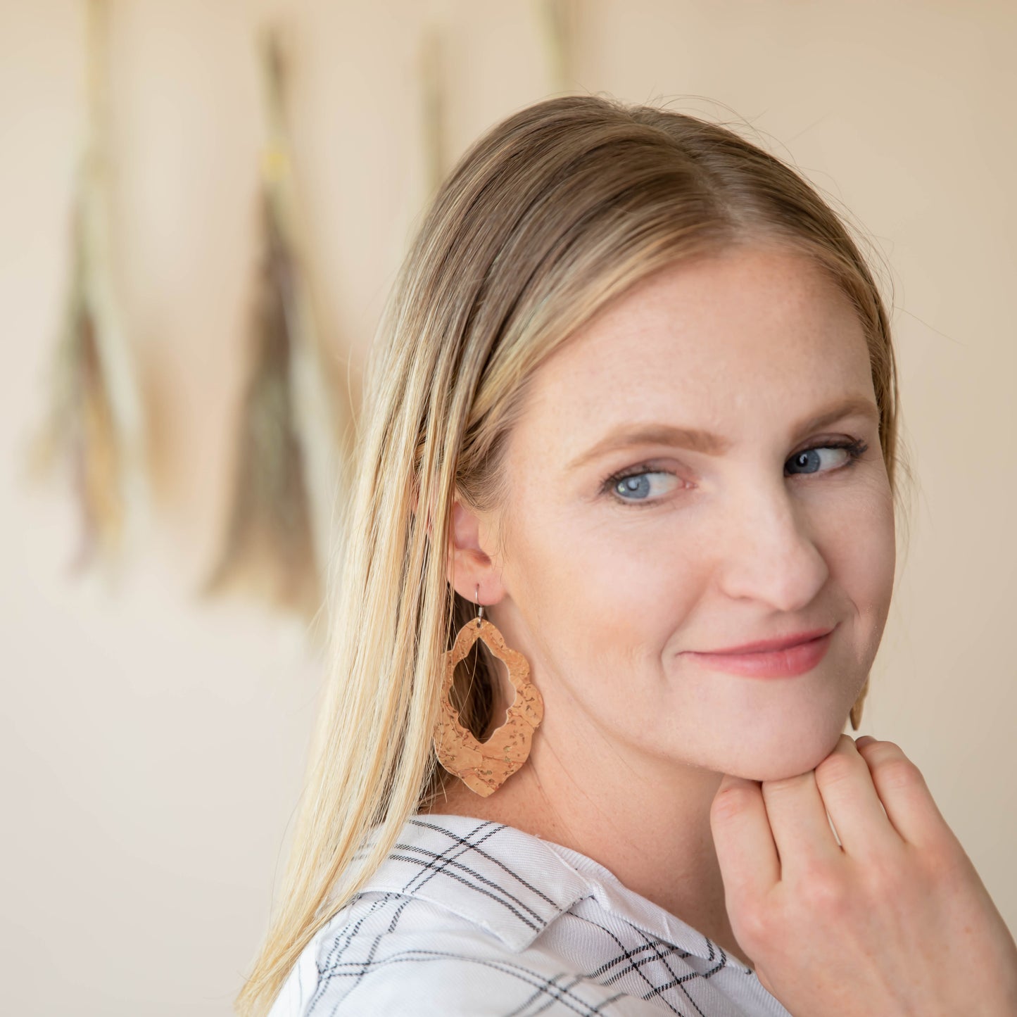 Gold Cork Signature Leather Earring