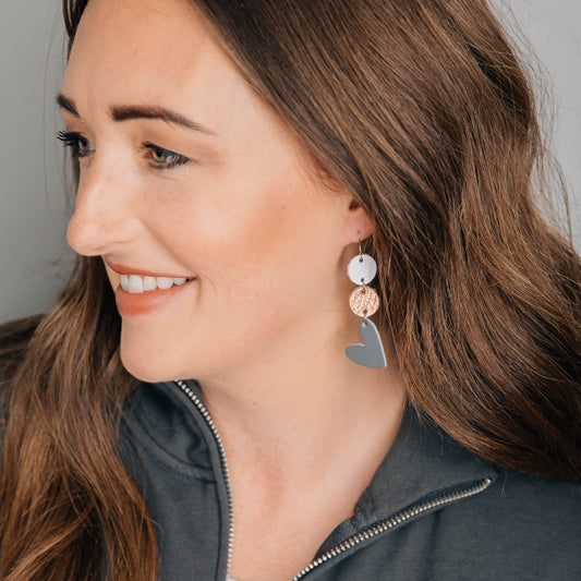 Neutral Heart Drop Earring